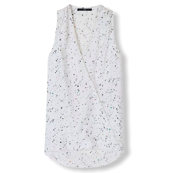 Tibi Splatter Dot Halter Top White Multicolor Print Wrap Style Size S - Picture 3 of 5